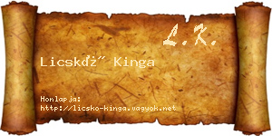 Licskó Kinga névjegykártya