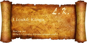 Licskó Kinga névjegykártya
